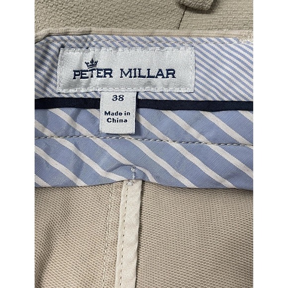 Peter Millar Shorts Mens 38 Beige Chino Golf Stretch 9" Inseam Crown Logo - Picture 8 of 9
